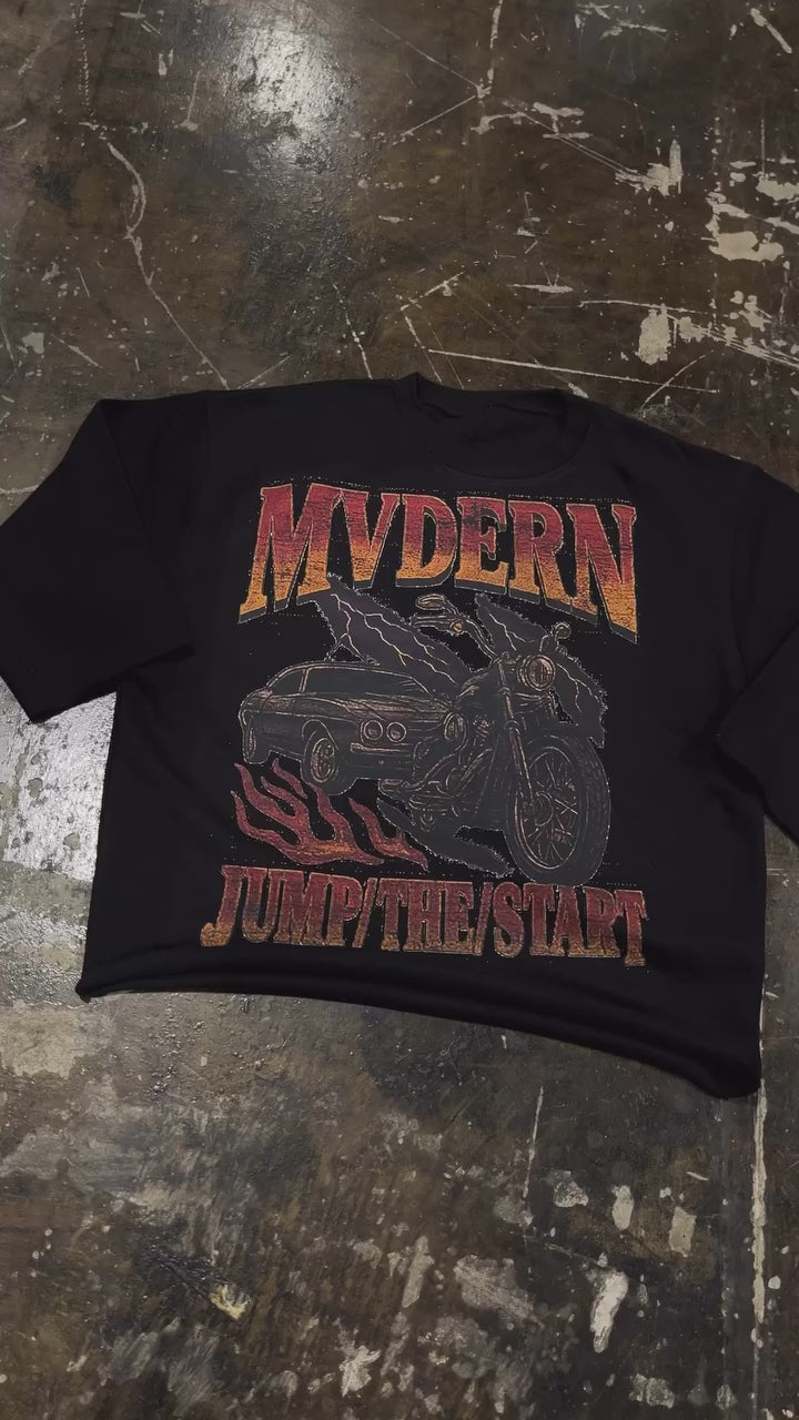 “Jump The Start” Cropped Crew Neck